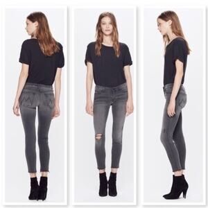 Mother The Looker Distressed Skinny Jeans Raw Hem Last Chance Saloon Grey 27